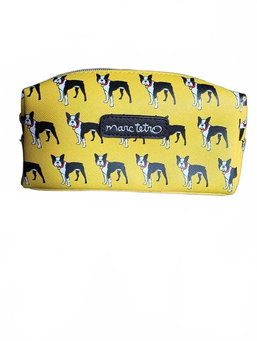 Marc Tetro Yellow Cosmetic Bag with Boston Terrier Print